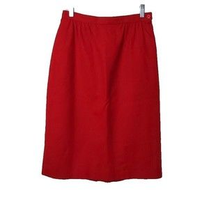 Miss Pendleton Skirt Womens 10 Vintage Red Wool Midi Straight Pockets Lined